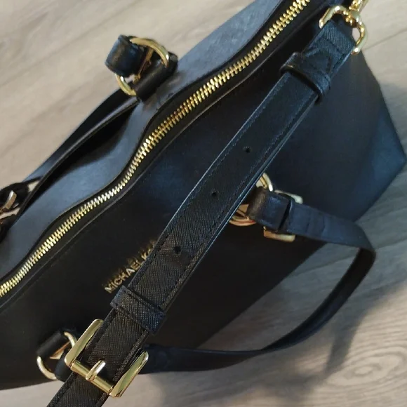 Michael Kors Black Tote with Gold Accents - Picture 10 of 17